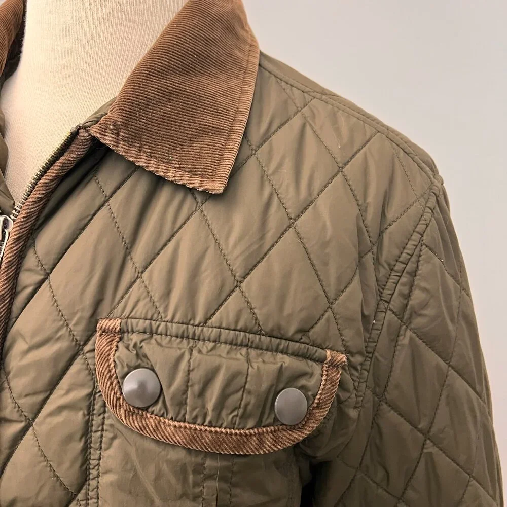 Tre Vero Vintage Diamond Quilted Military Barn Jacket Sz L - Picture 2 of 12